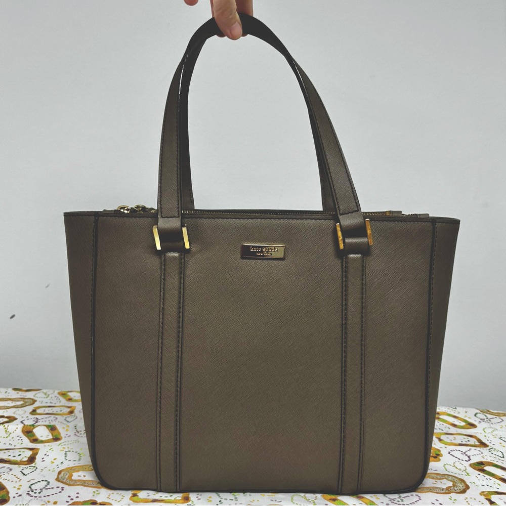 Kate Spade Newbury Lane Jules Gray Saffiano Leather Tote Purse Bag